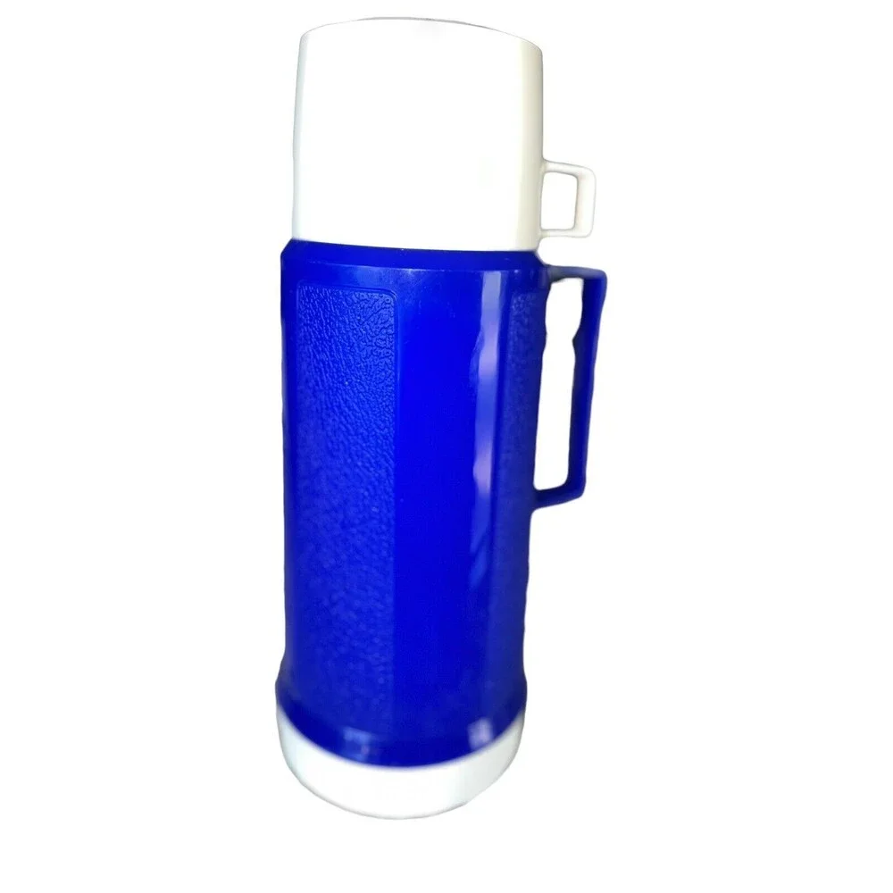 Thermos Vintage Blue and‎ White Pint Size Division King Seeley Food Cap